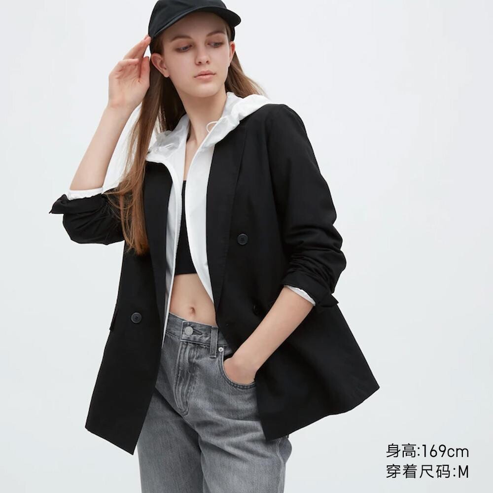 

Пиджак повседневный Uniqlo with drapery, черный