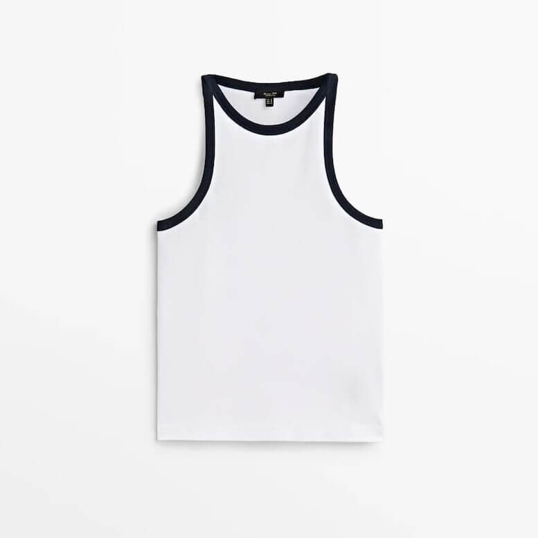 

Майка Massimo Dutti Contrast Sleeveless, белый