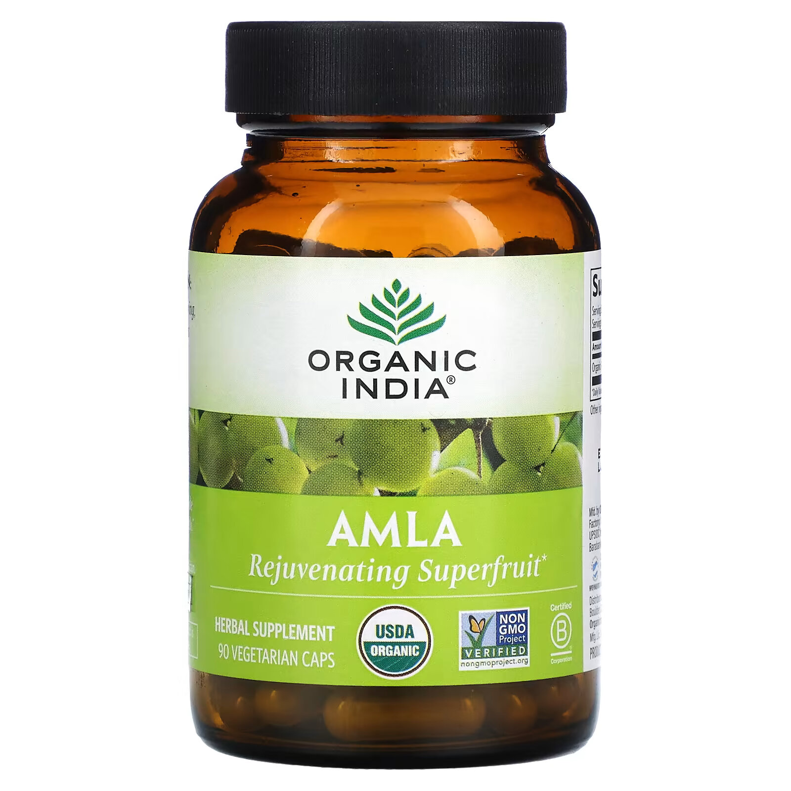 Organic India, амла, 90 вегетарианских капсул organic india liver kidney 180 вегетарианских капсул