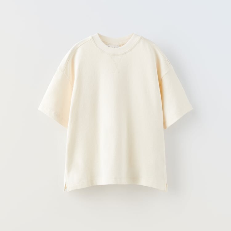 

Футболка Zara Textured Overlock, светло-бежевый