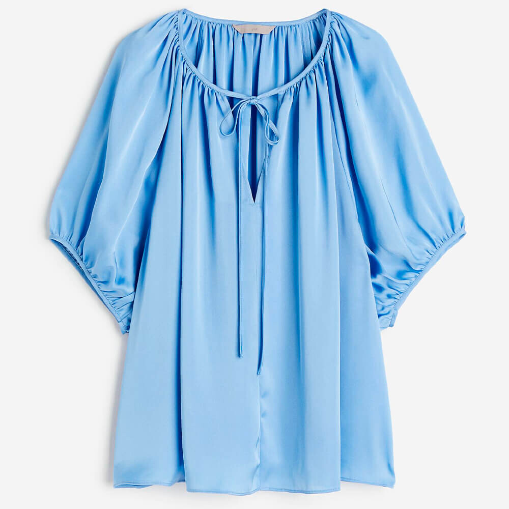 

Блузка H&M Oversized Tie-top, синий