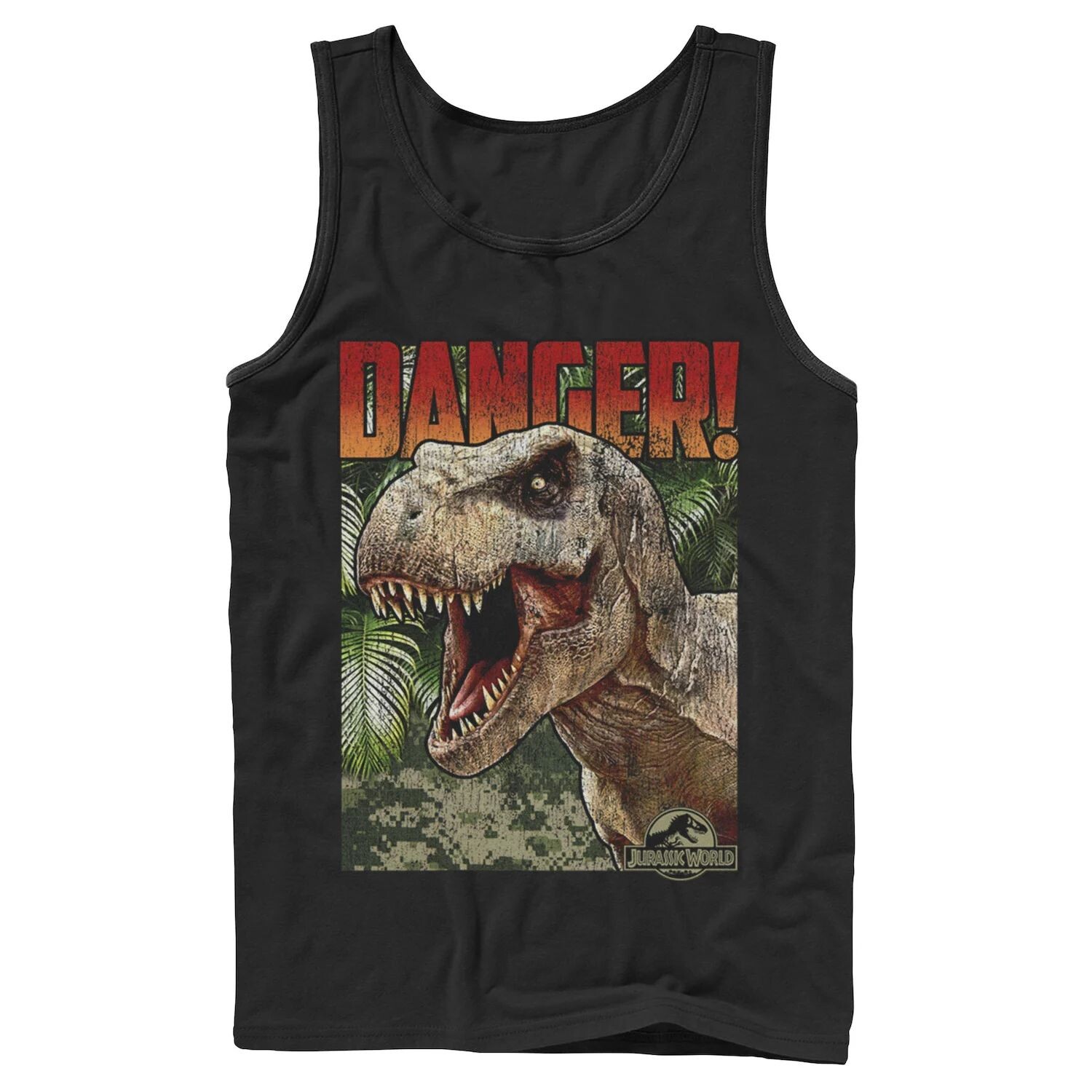 

Мужская майка с графическим рисунком в стиле ретро «Мир Юрского периода Danger T-Rex» Licensed Character