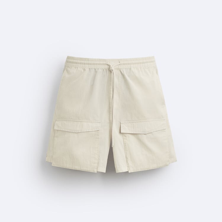 

Шорты Zara Technical Cargo Bermuda, светло-бежевый