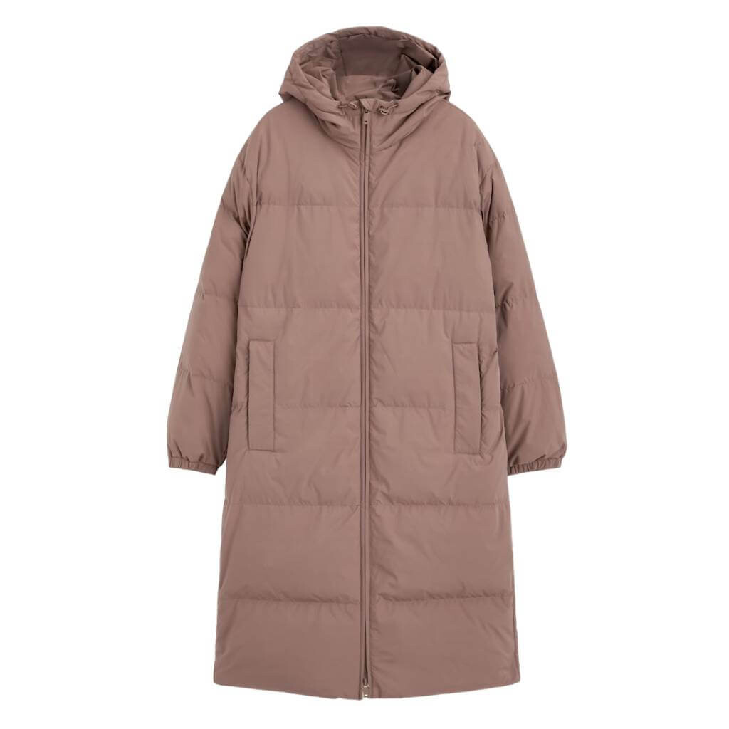 

Пуховик Oysho Long Padded Flower Down, коричневый