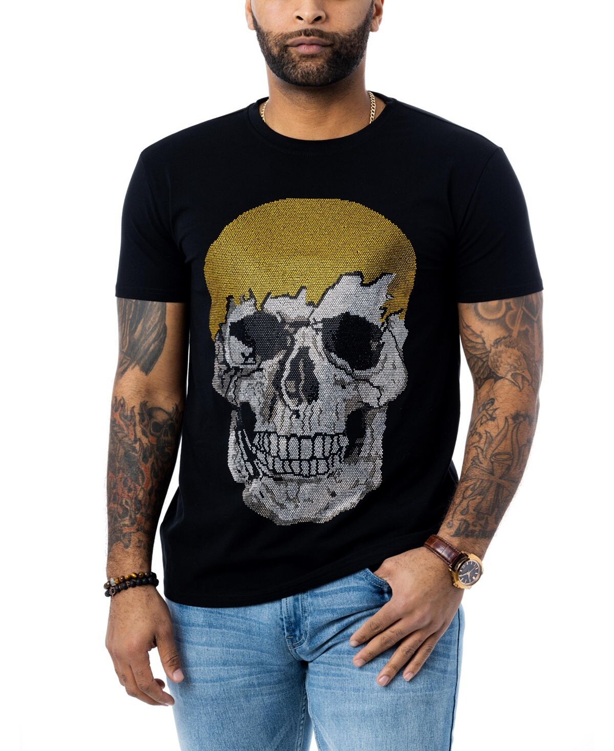 

Мужская футболка drip skull со стразами X-Ray, черный