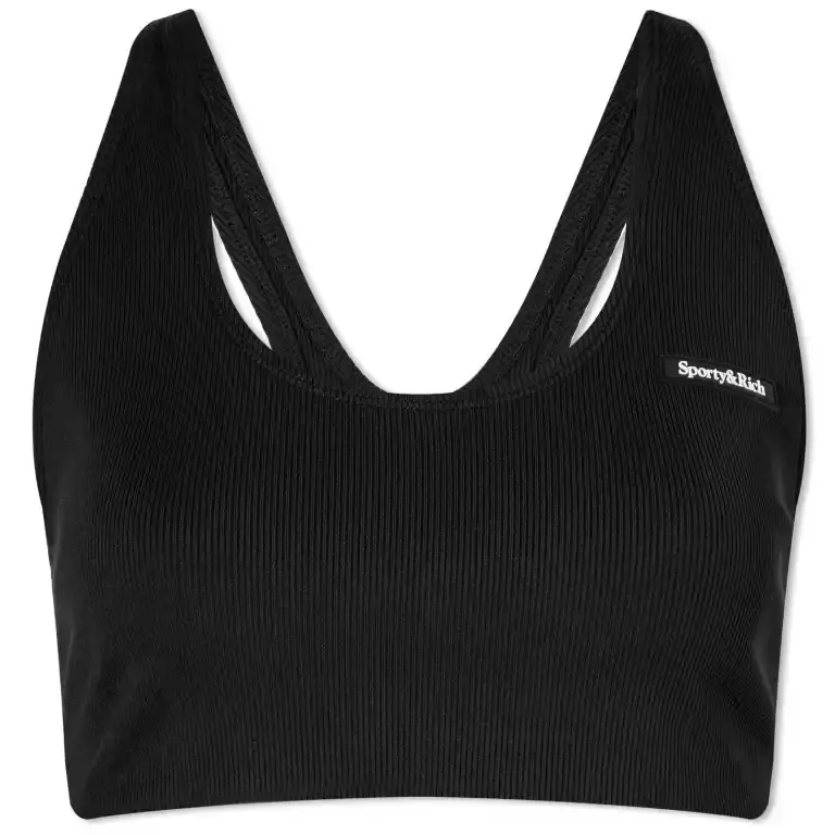 

Спортивный топ Sporty & Rich Serif Rib Sports, черный