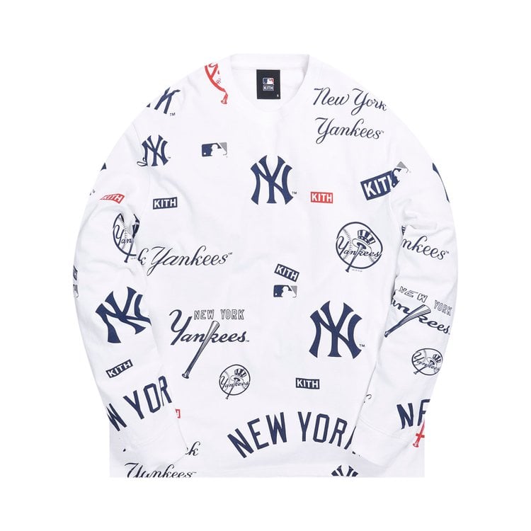 Лонгслив Kith For Major League Baseball New York Yankees All Over Long-Sleeve Tee 'White', белый - фото