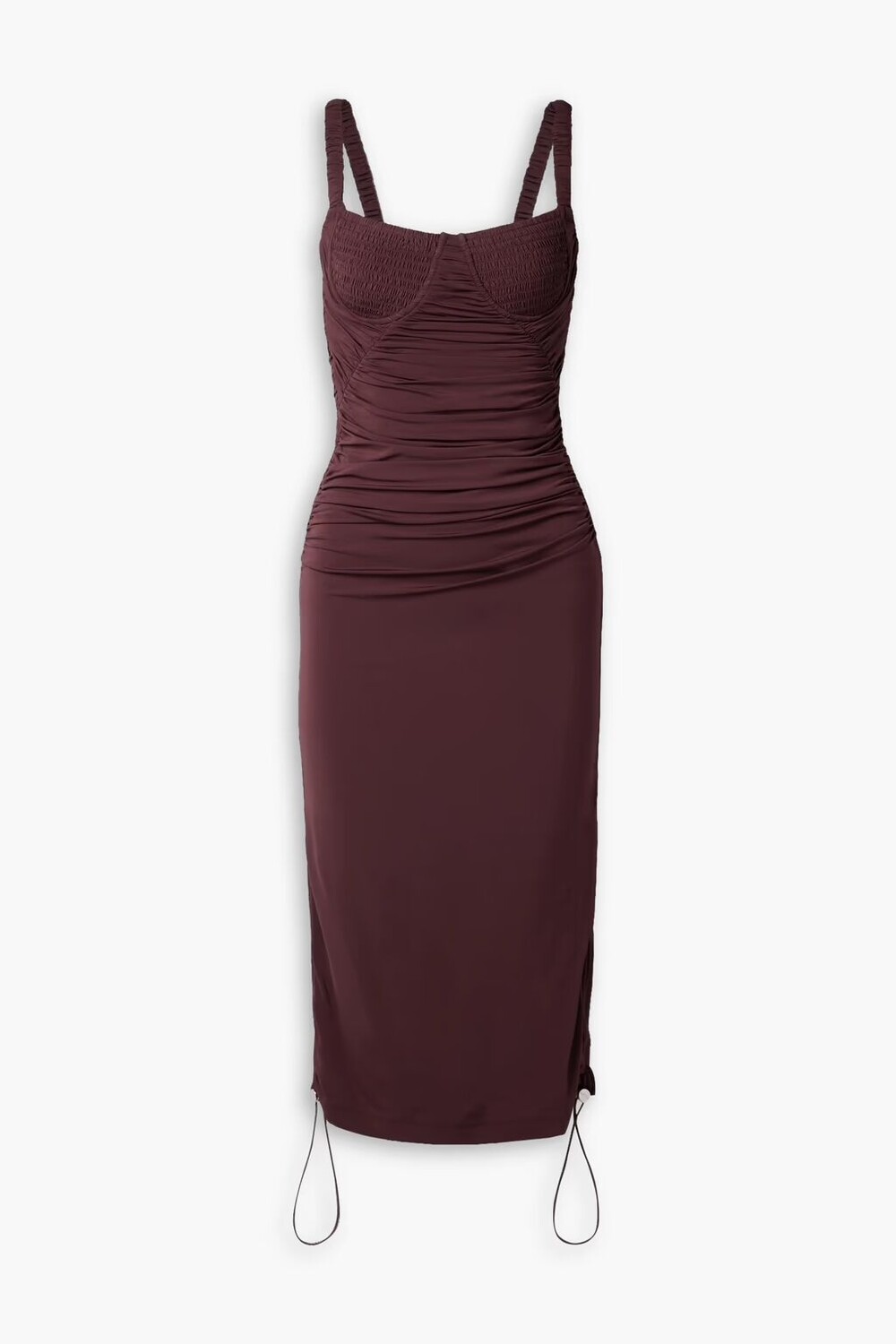 

Платье миди из эластичного джерси Doric со сборками Dion Lee, бургундия