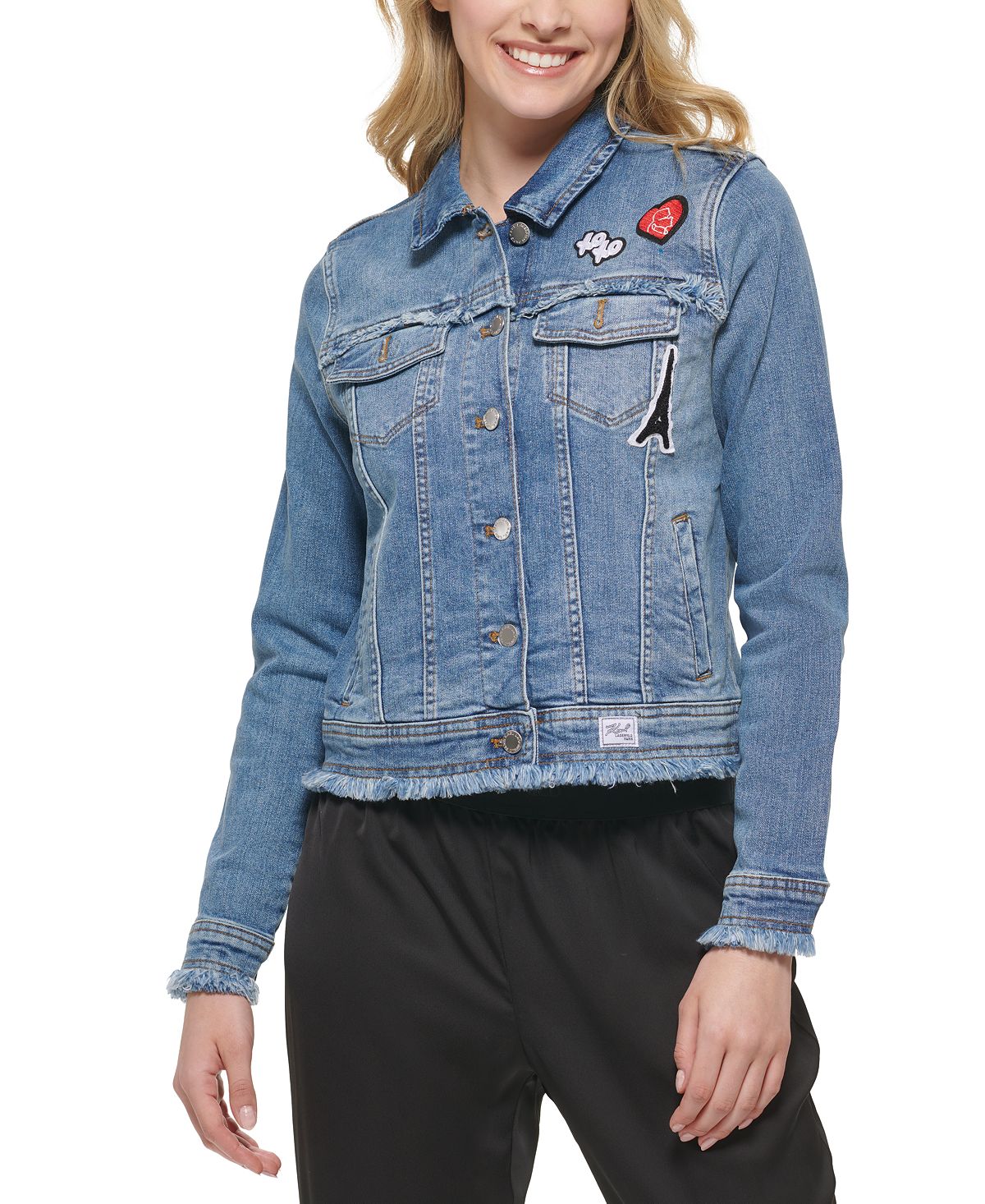 Женская джинсовая куртка с нашивками Karl Lagerfeld Paris, мульти