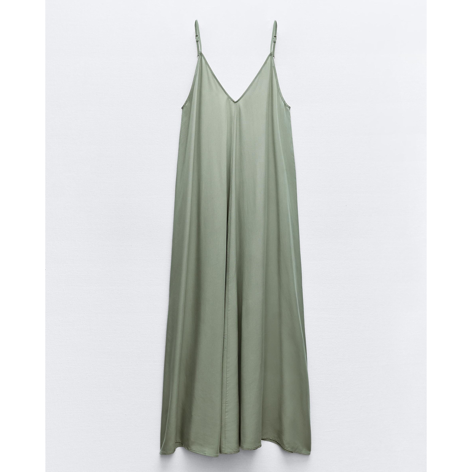 Платье Zara Flowing Voluminou, зеленый рубашка zara flowing satin бежевый