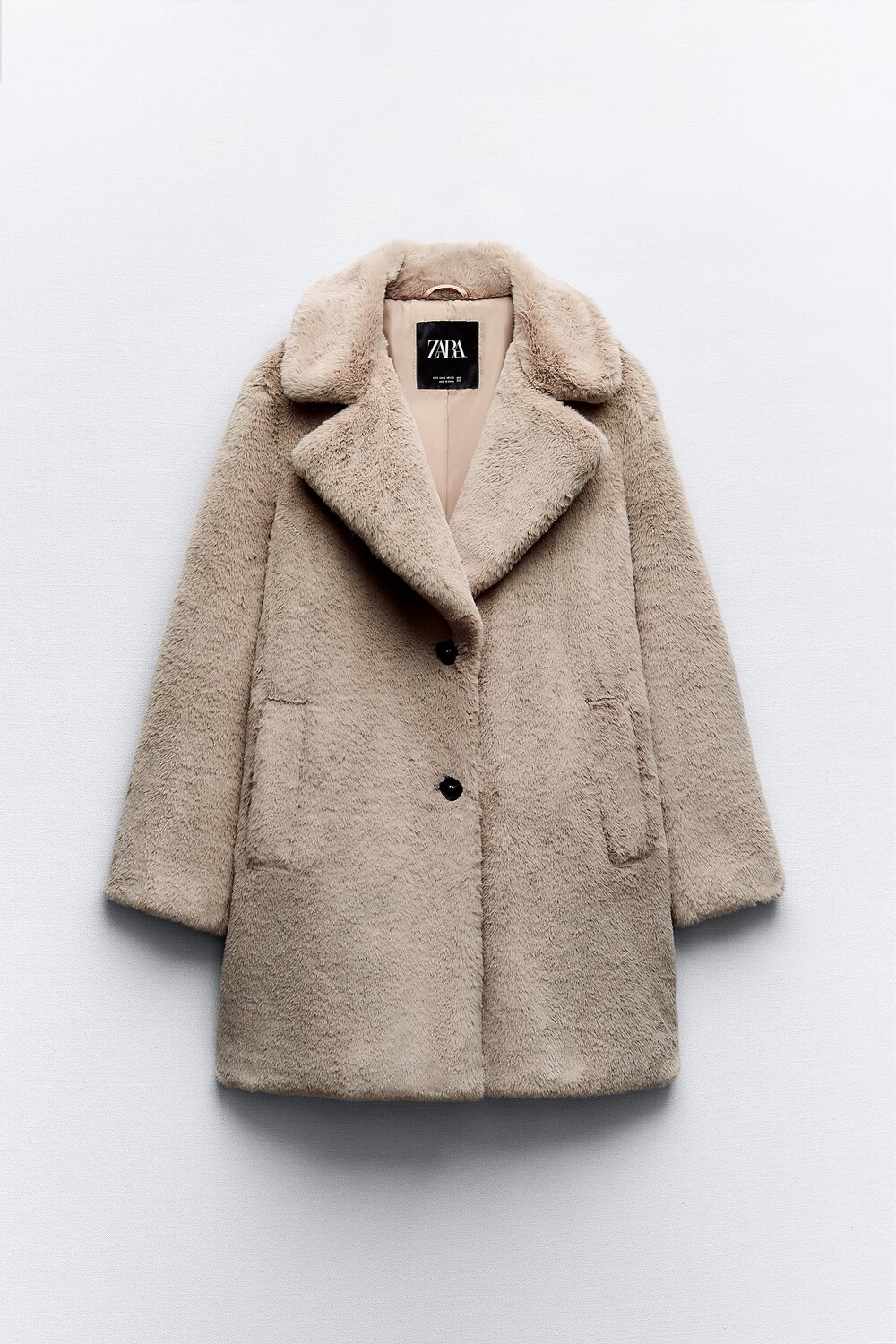 

Шуба из искусственного меха ZARA, серый