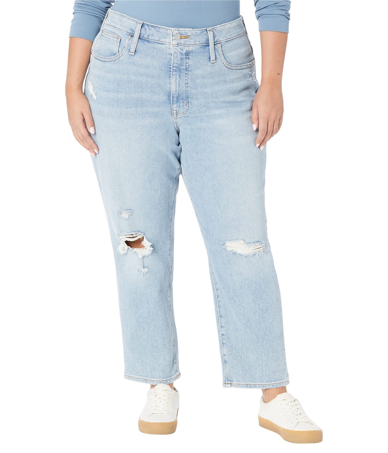 

Джинсы Madewell, The Curvy Momjean in Lowden Wash: Ripped Edition