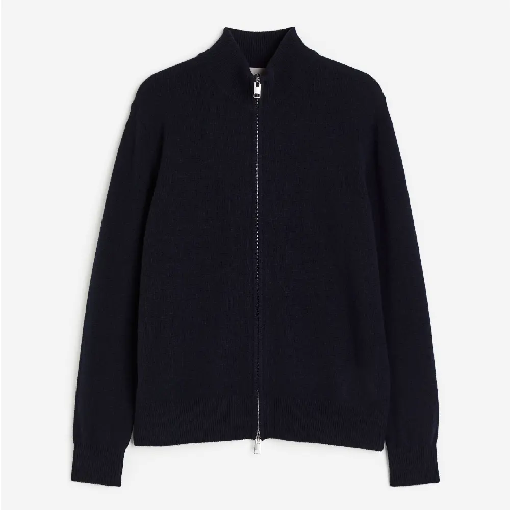 

Кардиган H&M Regular Fit Wool With Zipper, темно-синий