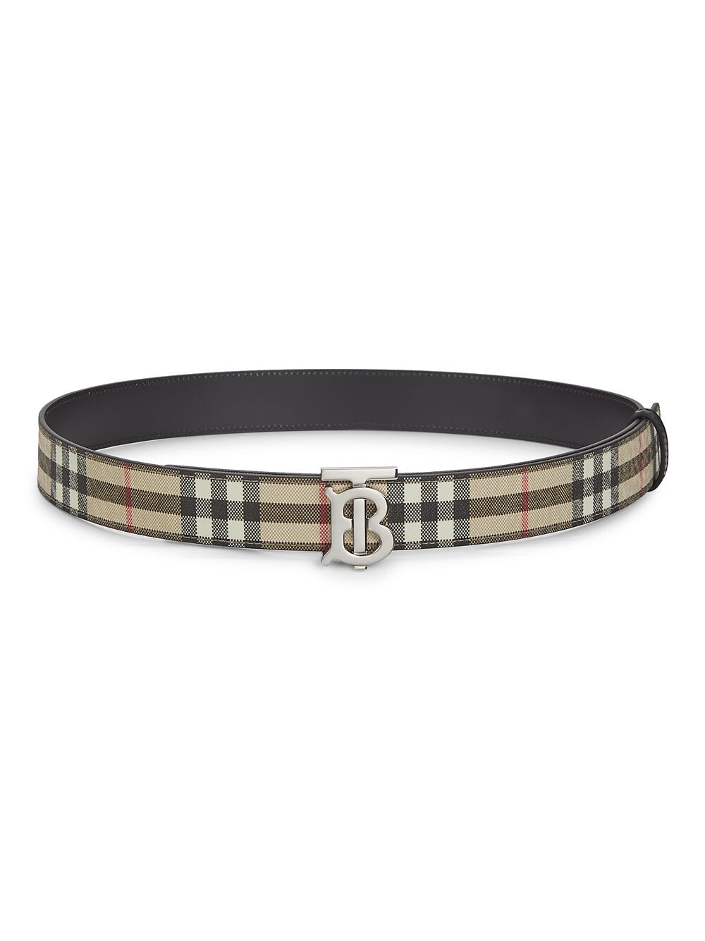 

Двусторонний ремень в винтажную клетку с логотипом TB Burberry, бежевый