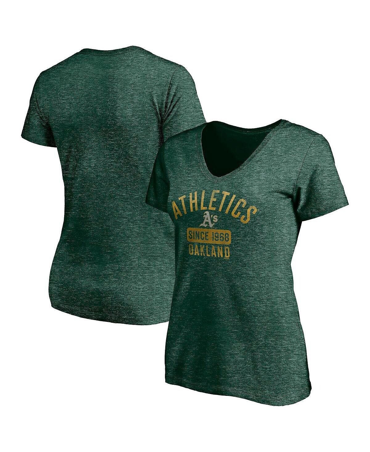 

Женская футболка Heather Green Oakland Athletics Old Time Favorite с v-образным вырезом Fanatics