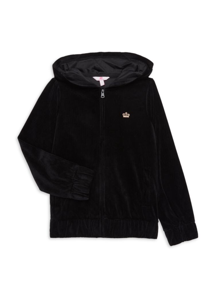 

Велюровая толстовка с логотипом для девочек Juicy Couture, черный