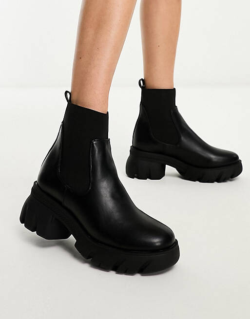 

Черные массивные ботинки челси ASOS DESIGN Wide Fit Reed, Черный