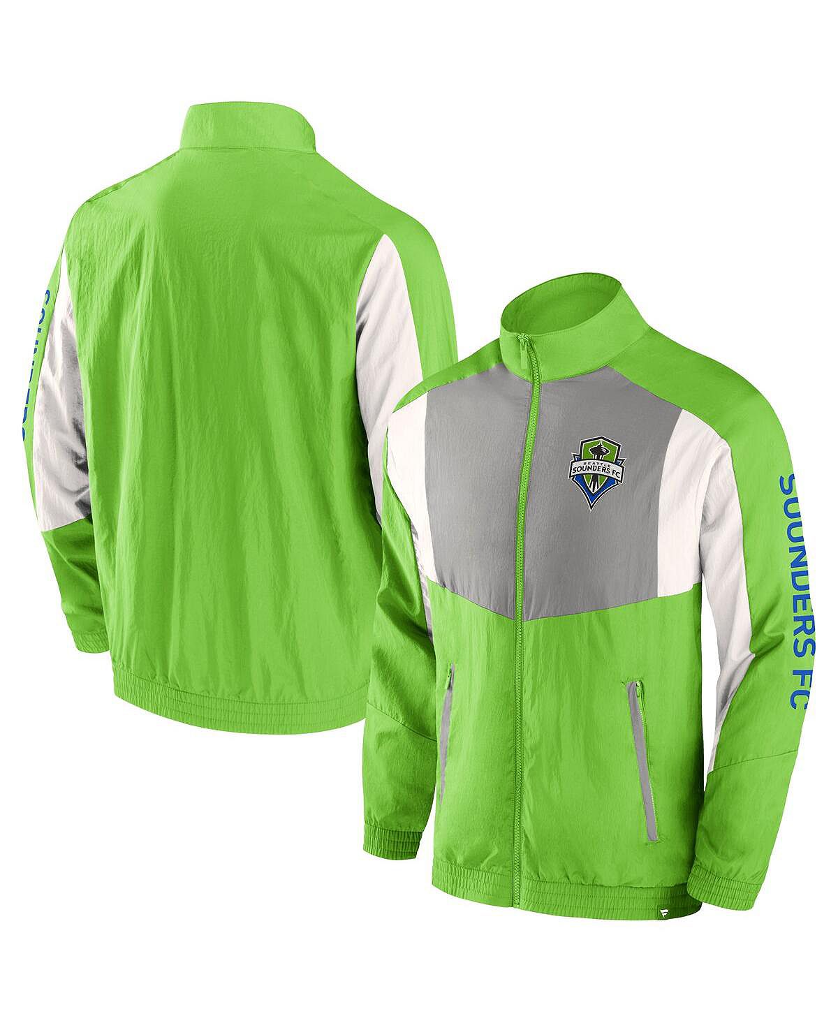Мужская фирменная спортивная куртка Rave Green Seattle Sounders FC Net Goal с молнией во всю длину и регланом Fanatics
