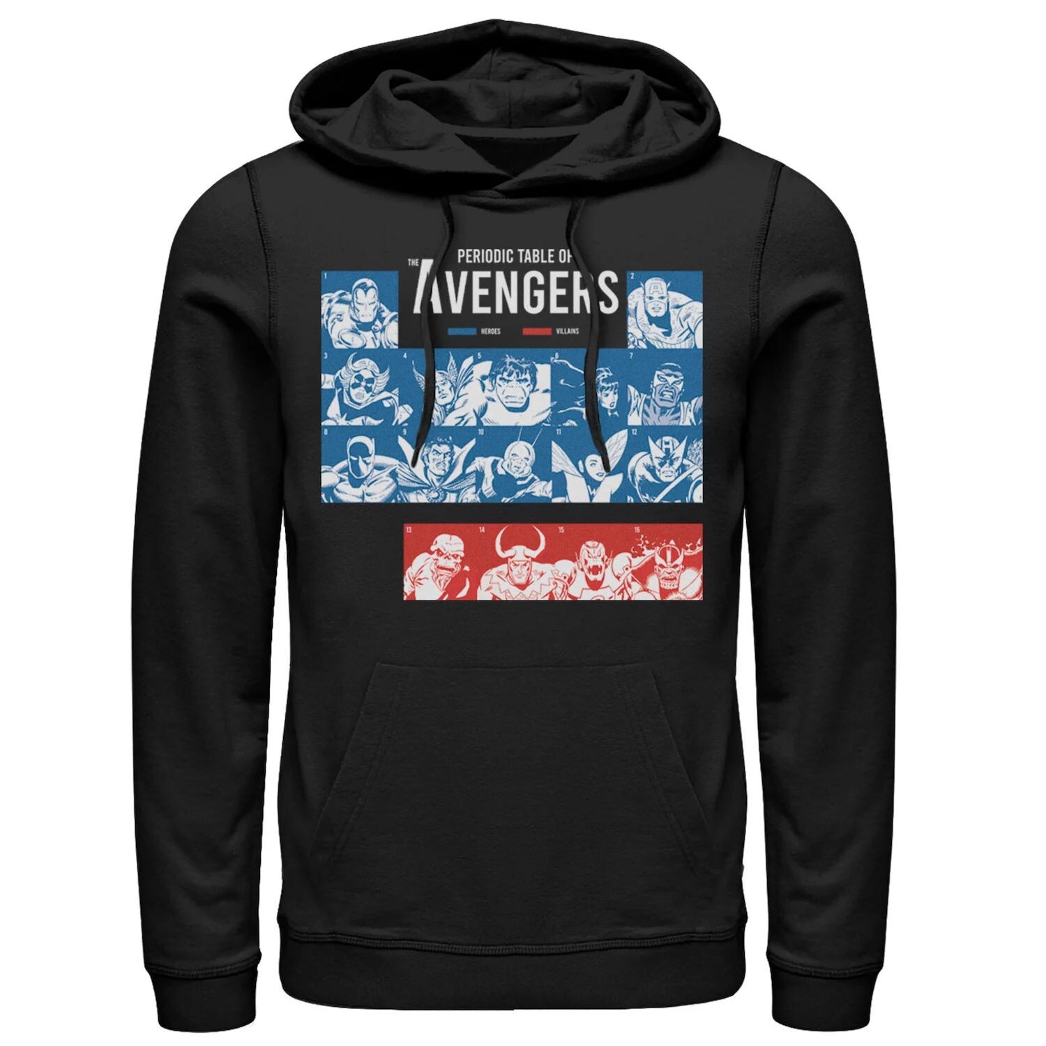 

Мужская толстовка с капюшоном с периодической таблицей Мстителей Marvel