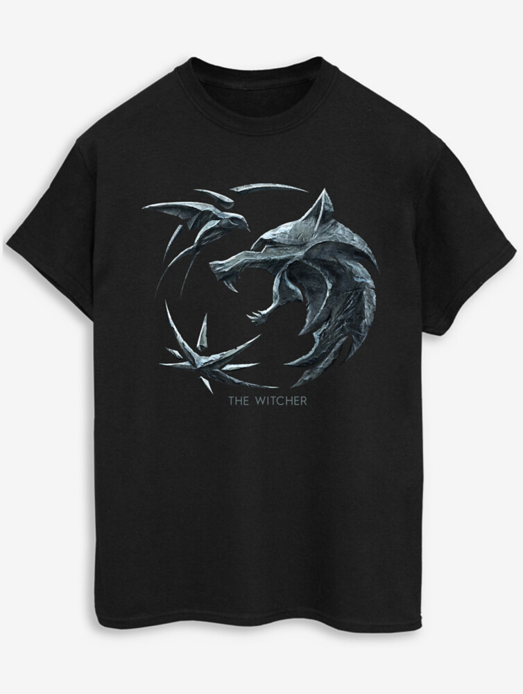 

Черная футболка с принтом для взрослых NW2 The Witcher Wolf Logo George., черный