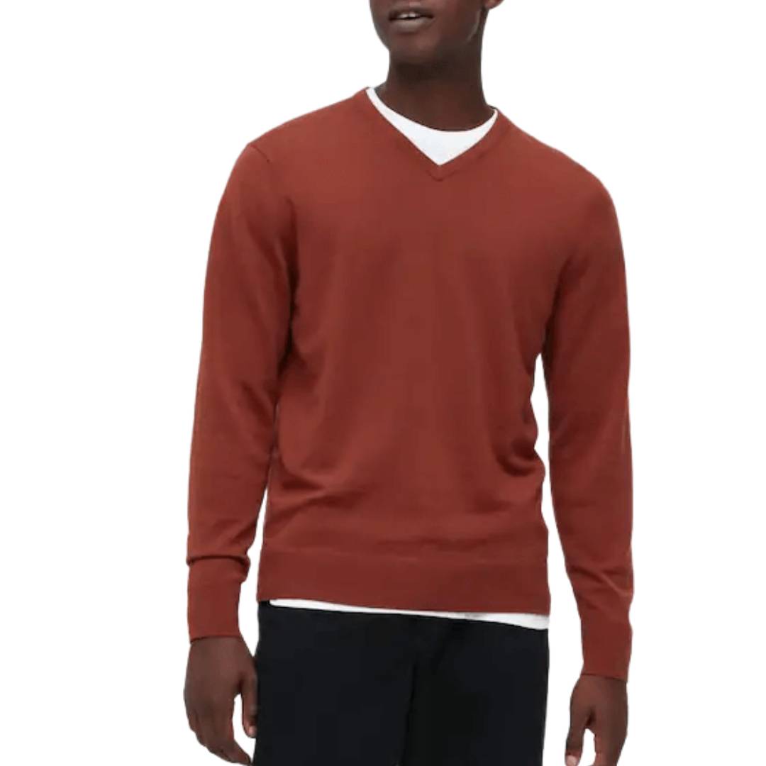 Джемпер Uniqlo Extra Fine Merino, темно-оранжевый рубашка поло uniqlo extra fine merino темно серый