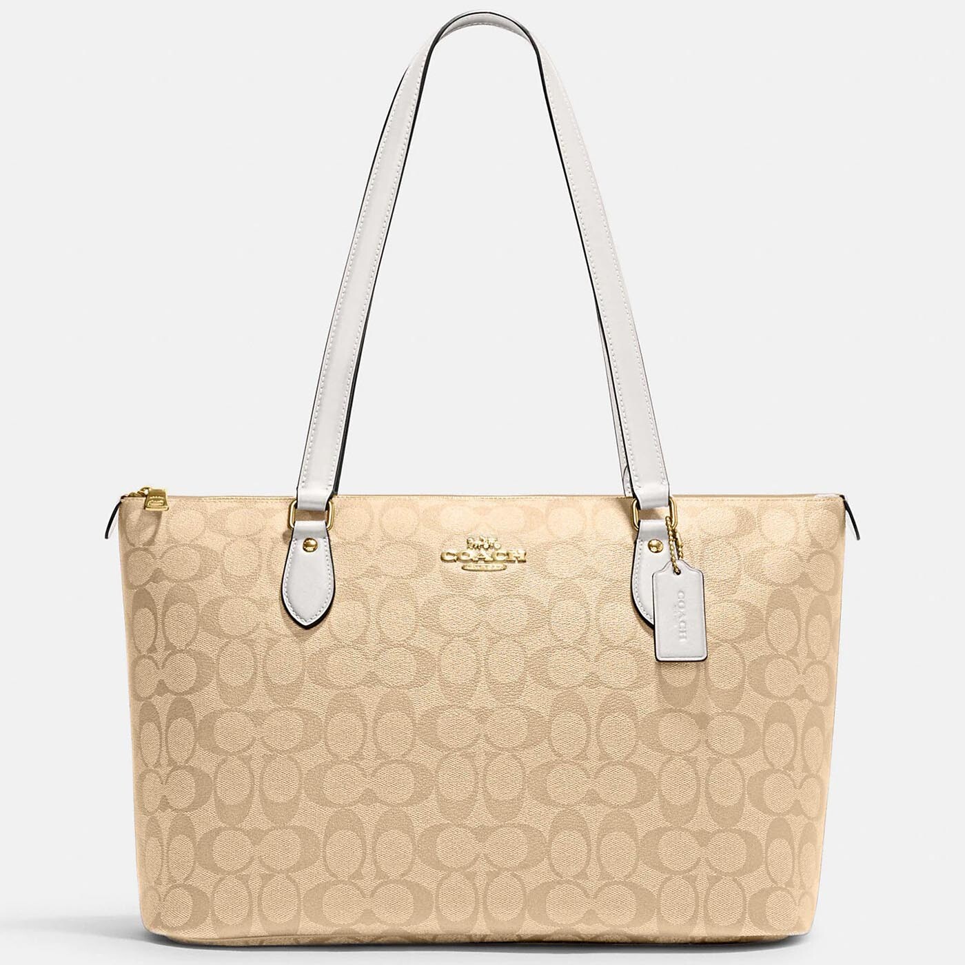 

Сумка-тоут Coach Outlet Gallery In Signature Canvas, светлый хаки/светло-кремовый
