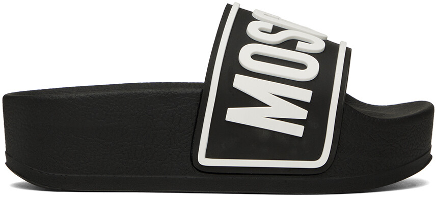 

Черные шлепанцы на платформе Moschino