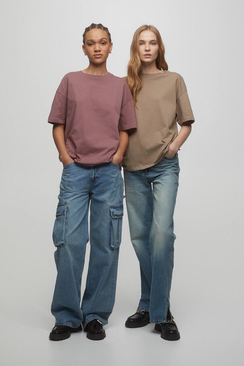 

Набор футболок оверсайз с коротким рукавом Pull&Bear, темно-розовый