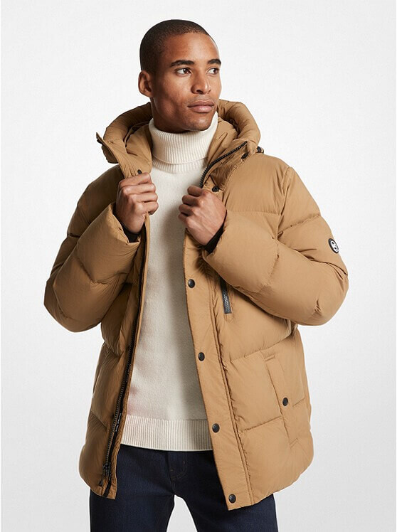 

Пуховик Michael Kors Logo Tape Quilted Nylon, бежевый