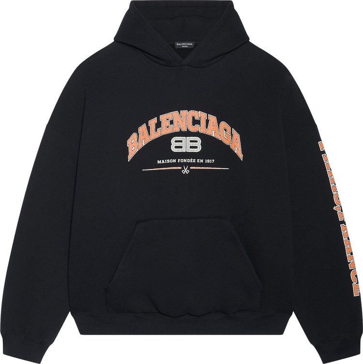 Худи Balenciaga Wide Fit Hoodie 'Black/Orange/White', черный - фото