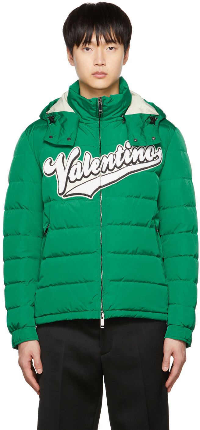 

Зеленый пуховик из букле с вышивкой Valentino