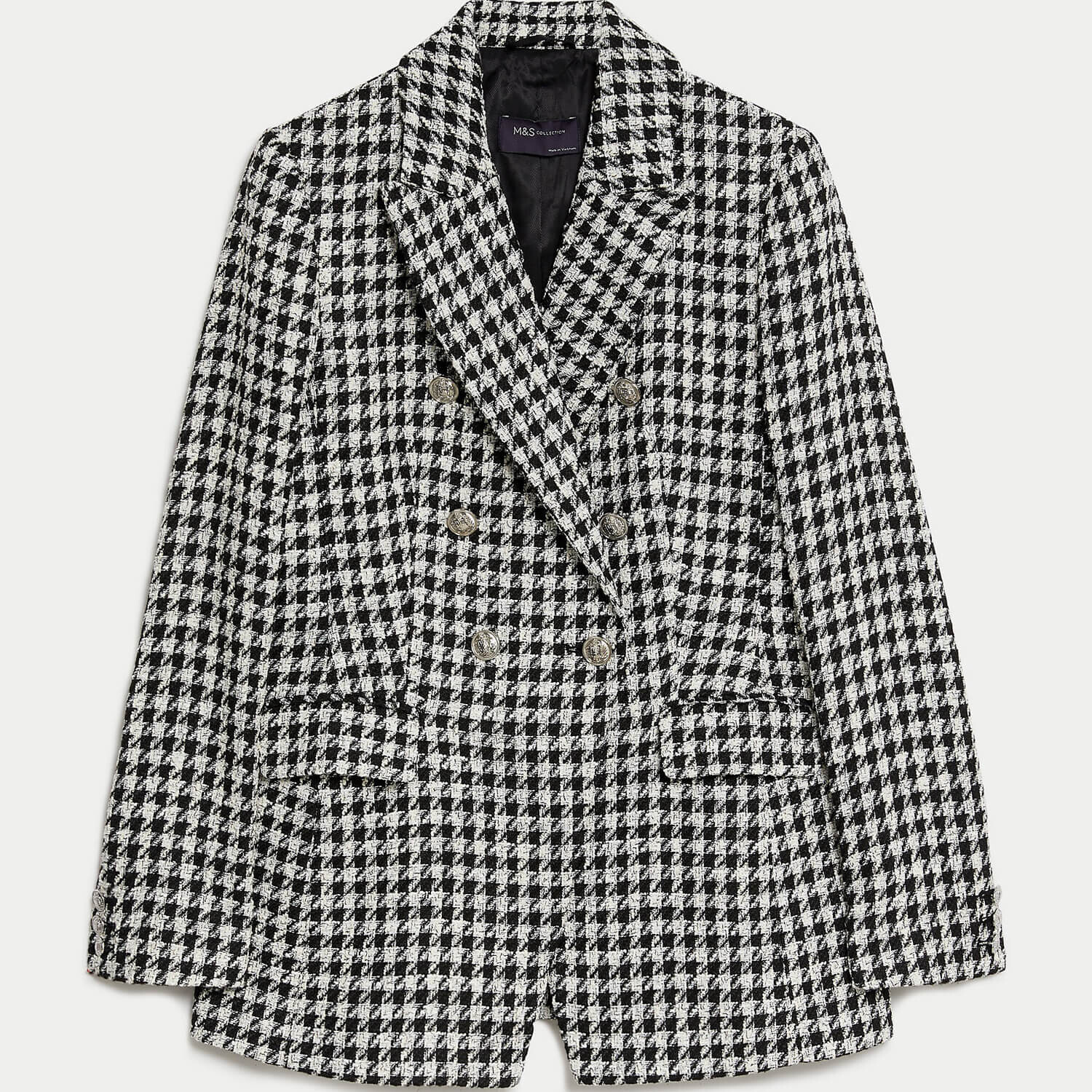 

Блейзер Marks & Spencer M&S Collection Tweed Dogtooth Double Breasted, черный