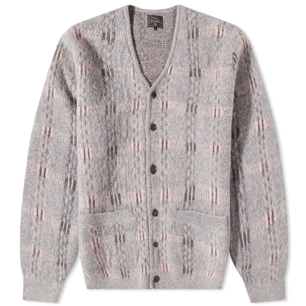 

Джемпер Beams Plus Check Jacquard Mohair Cardigan, Серый