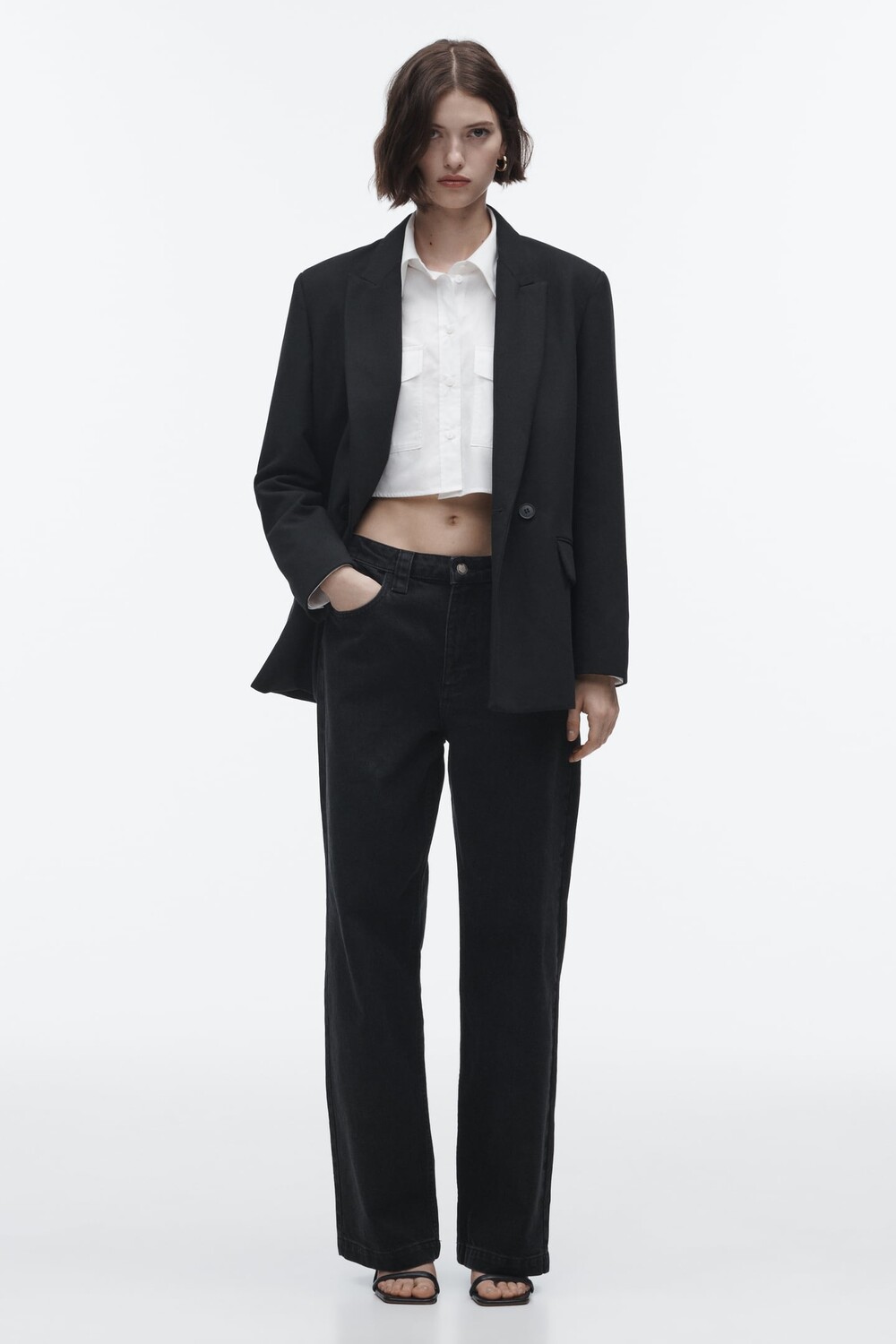 

Прямые джинсы с низкой посадкой z1975 ZARA, черный