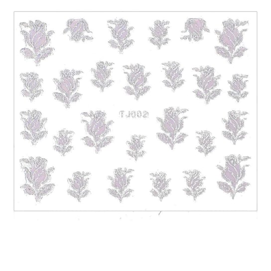 Наклейки 3D Flowers, TJ002 пудрово-розовый с серебряной каймой MollyLac, Molly Lac