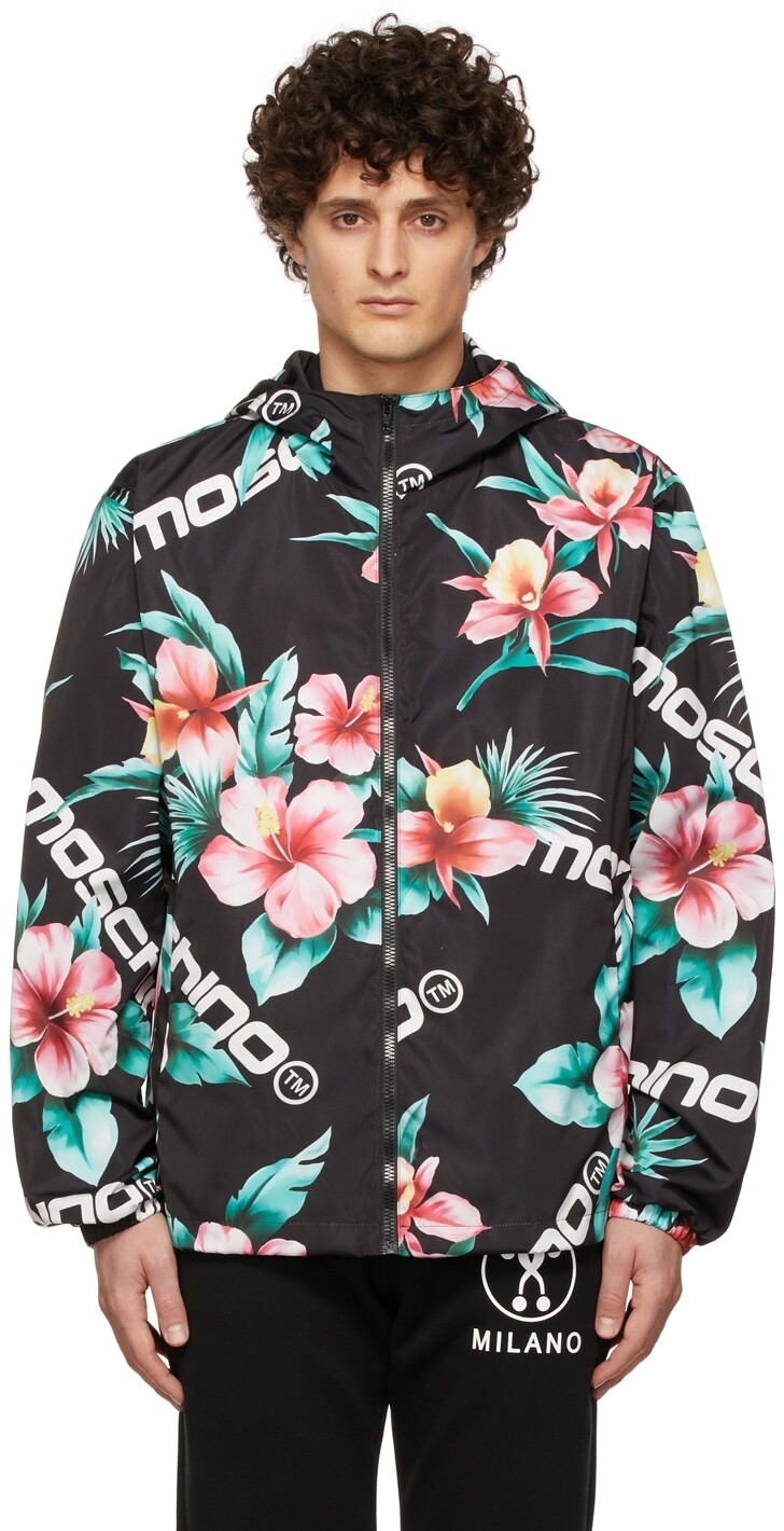 

Черная куртка с цветочным принтом Moschino, Черный