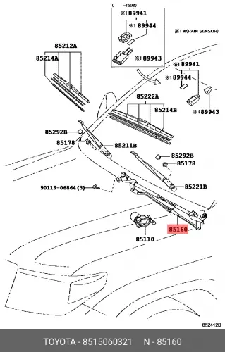 Трапеция привода стеклоочистителей 8515060321 TOYOTA LEXUS