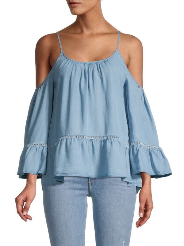 

Топ из Шамбре Willow & Clay с открытыми плечами, chambray