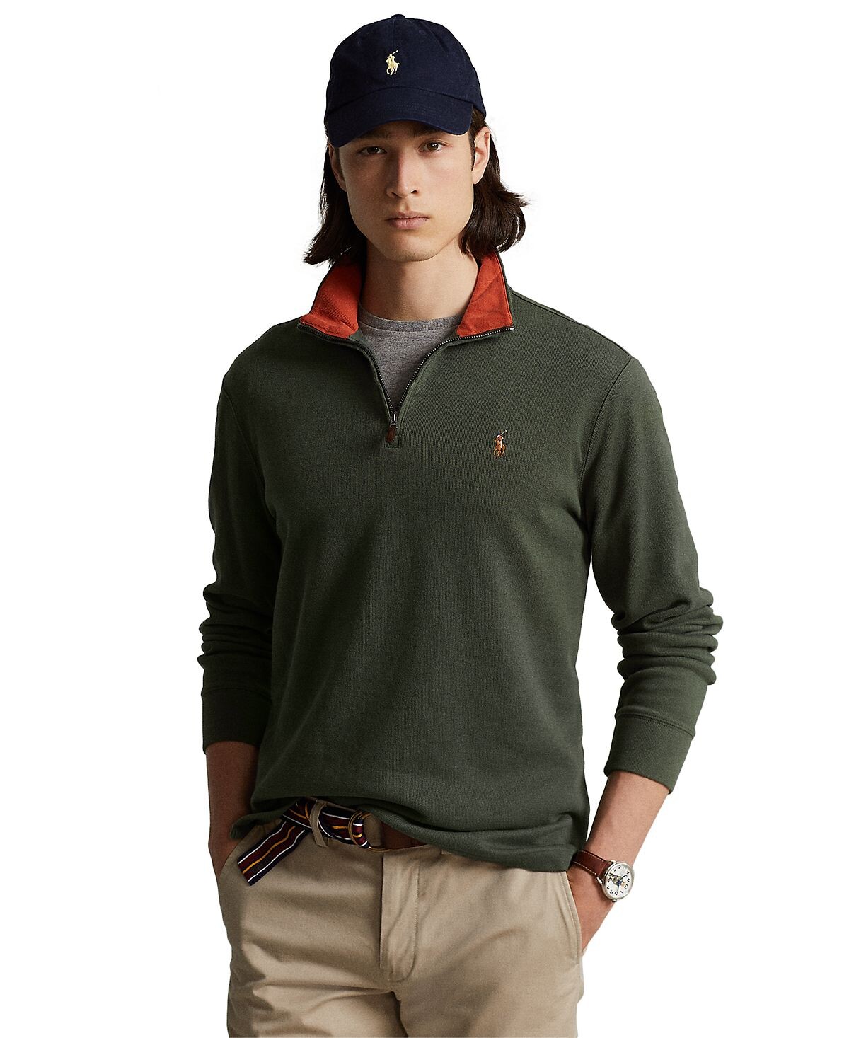 

Мужской пуловер estate-rib из хлопка с молнией на четверть Polo Ralph Lauren, мульти