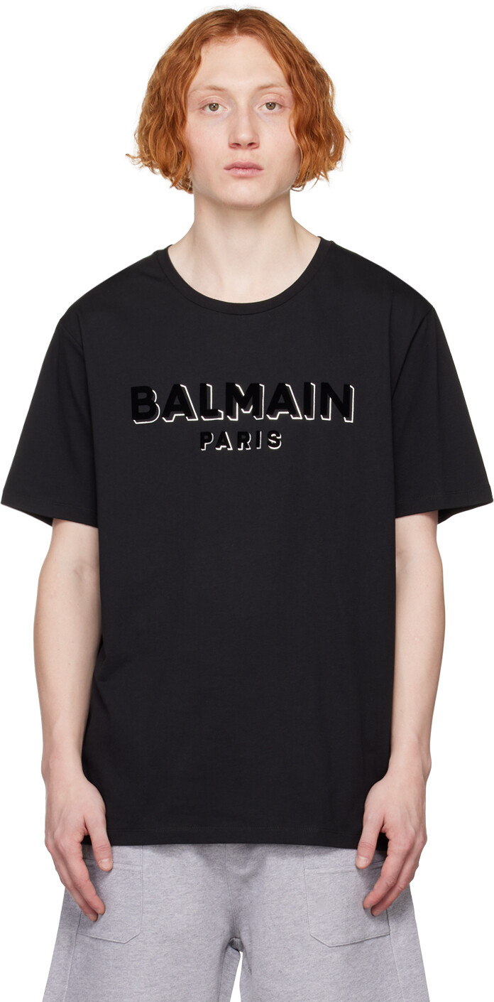 

Черная текстурированная футболка Balmain, Черный