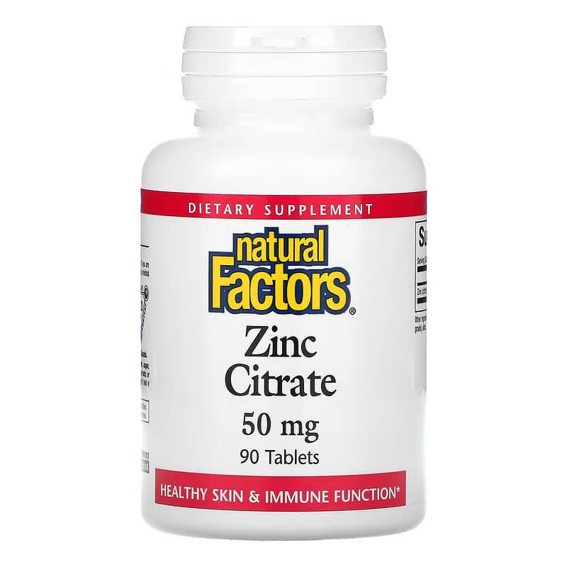 Цитрат цинка Natural Factors 50 мг, 90 таблеток хелат цинка natural factors 25 мг 90 таблеток