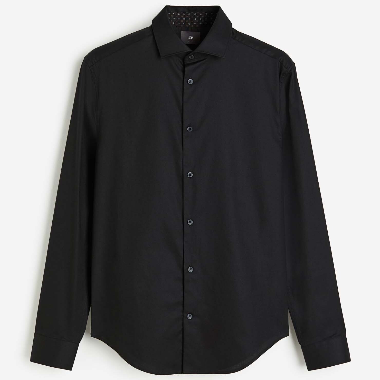 

Рубашка H&M Slim Fit Premium Cotton, черный