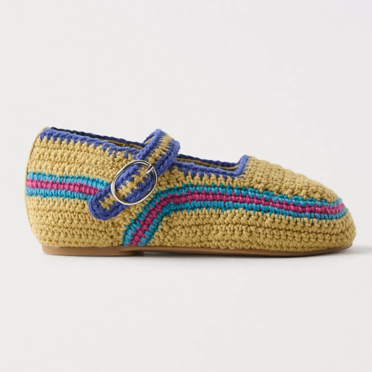 

Балетки Zara Crochet, желто-коричневый