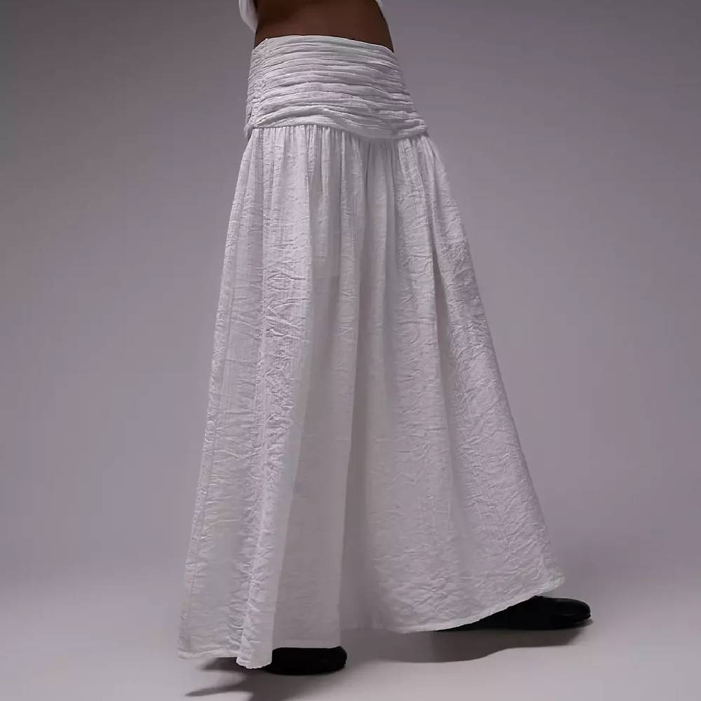 Юбка Topshop Pleated Waist Maxi, белый белая юбка макси с завязками на талии vero moda maternity