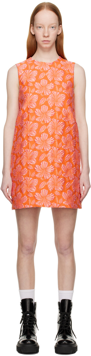 

Оранжевое жаккардовое мини-платье MSGM