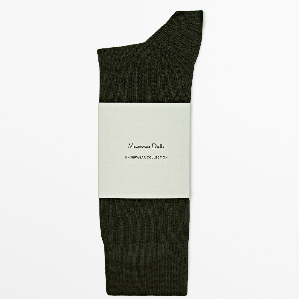 Носки Massimo Dutti Long With Microribbing, хаки пуховик massimo dutti down lambskin detail чёрный