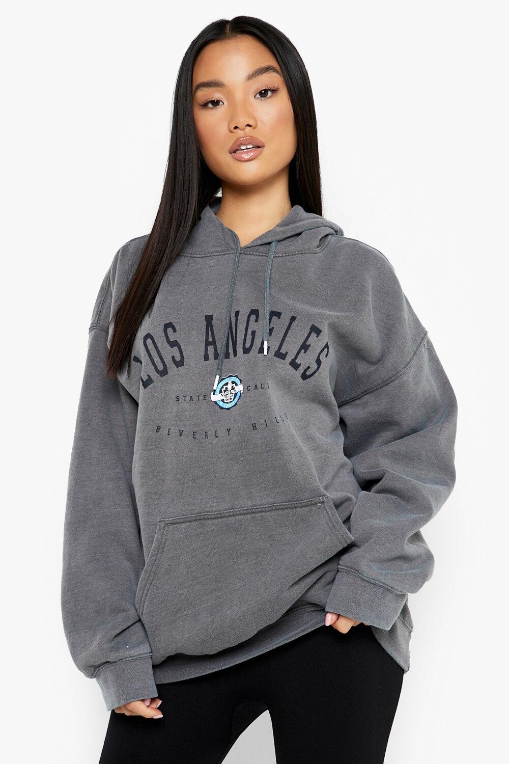 

Худи с принтом petite los angeles Boohoo, угольный