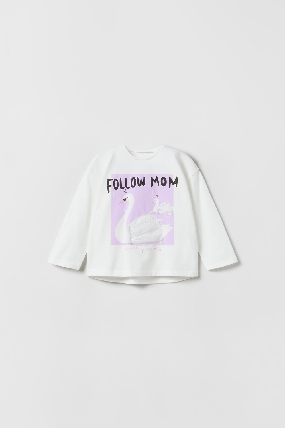 

Футболка из тюля с лебедями ZARA, устричный белый