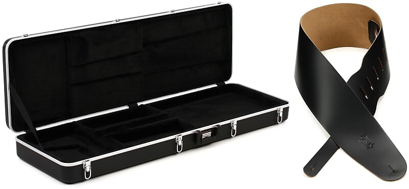 

Gator GC-Bass Deluxe ABS Литой корпус для электробас-гитары с ремешком для бас-гитары Levy's M4 3,5 дюйма из натуральной кожи - черный Gator + Levy's GC-Bass=1 M4-BLK=1