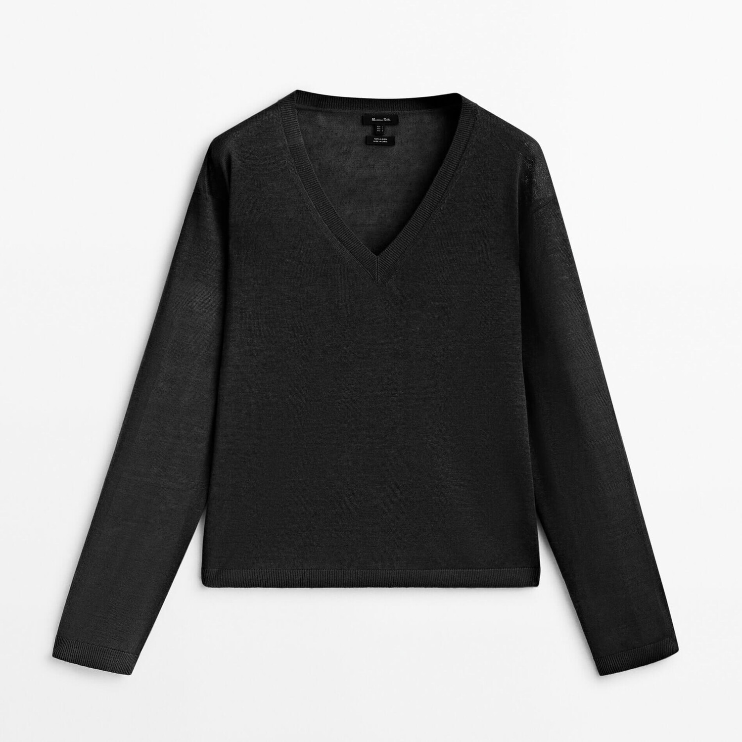 

Пуловер Massimo Dutti Linen V-Neck, черный